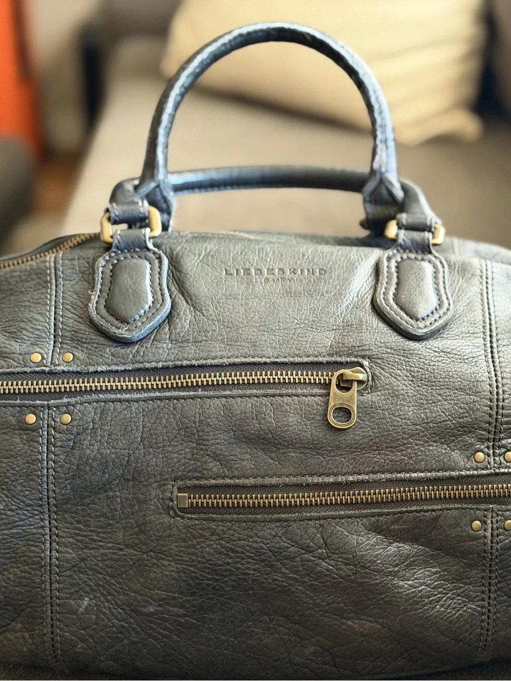 Liebeskind Berlin Pebbled Leather Satchel Crossbody Bag Large